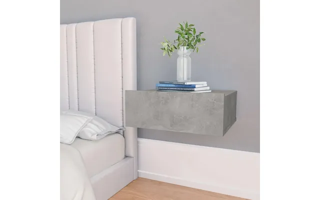 Svævende Natborde 2 Stk. - 40 × 30 × 15 Cm I Grå Konstrueret Træ