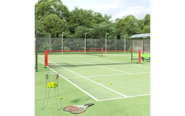 Tennisnet 600 × 100 × 87 Cm - Polyester, Sort Rød Med Stålstel