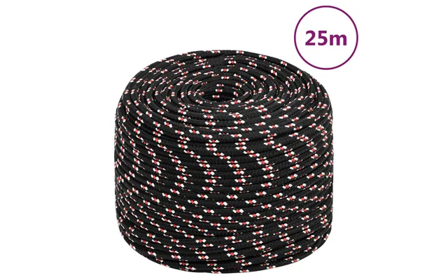 Tovværk Til Båd - 10 Mm Flettet Pp Reb, 25 M, Sort