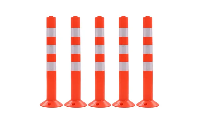 Trafikkegler - 5 Stk. Fleksible Plastik, 75 Cm, Rød Sølv
