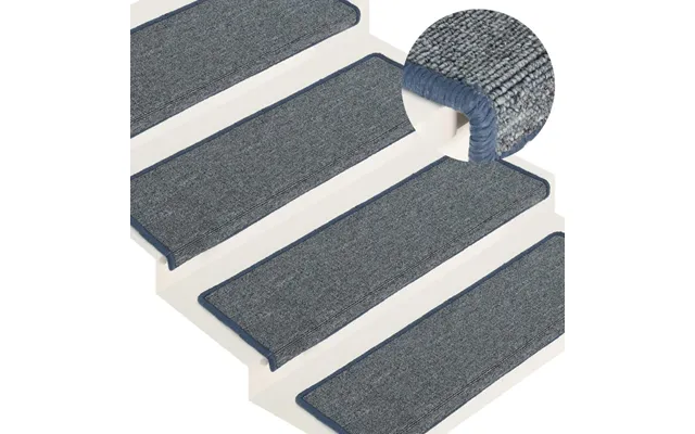 Trappemåtter 15 Stk. - 65×21×4 Cm Lysegrå Blå Med Rektangulær Kant