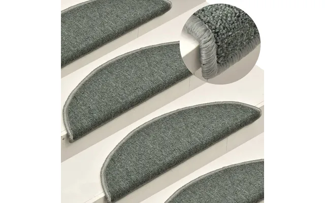Trappemåtter Halvrunde 15 Stk. - 56 × 17 × 3 Cm, Mørkegrøn