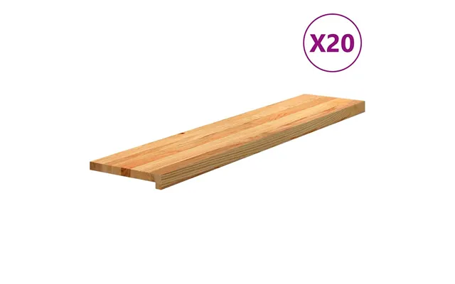 Trappemåtter I Massivt Egetræ - 20 Stk., Lysebrun, 120 × 30 × 2 Cm