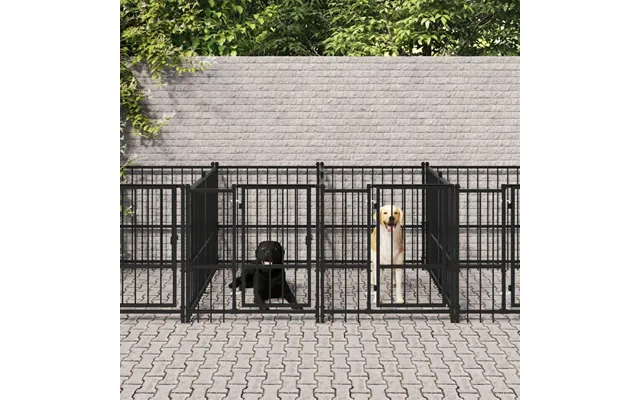 Udendørs Hundegård 16,89 M - Pulverlakeret Stål, Sort