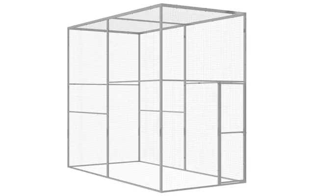 Udendørs Kattebur I Galvaniseret Stål - 300×150×250 Cm, Sølvfarvet
