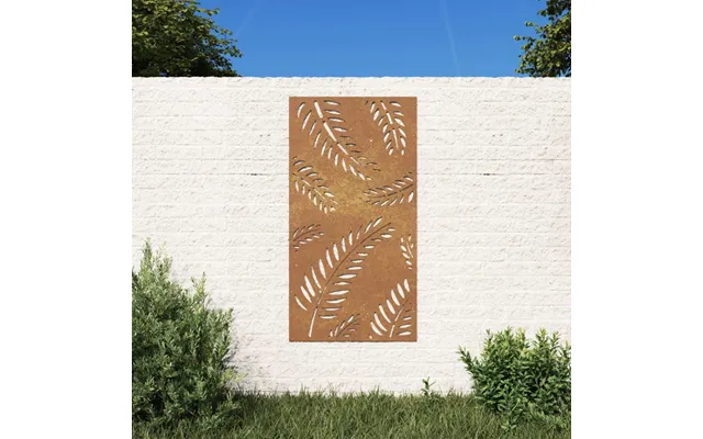 Udendørs Vægdekoration 105×55 Cm - Bladdesign I Cortenstål