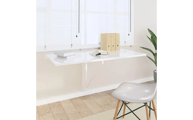 Væghængt Klapbord 100×60×56 Cm - Konstrueret Træ, Hvid Højglans