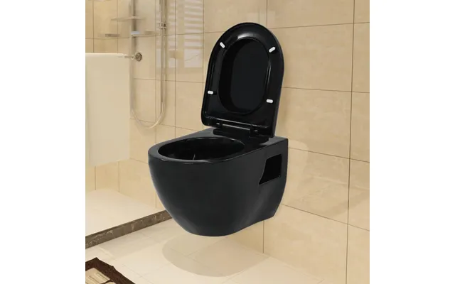 Væghængt Toilet I Keramik - Sort, Soft Close