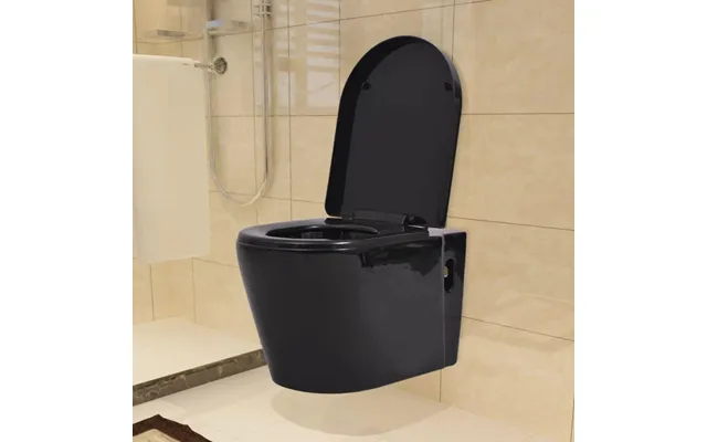 Væghængt Toilet I Keramik - Sort, Soft-close 56 × 36 × 34 Cm