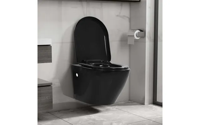 Væghængt Toilet Uden Kant I Keramik - Sort