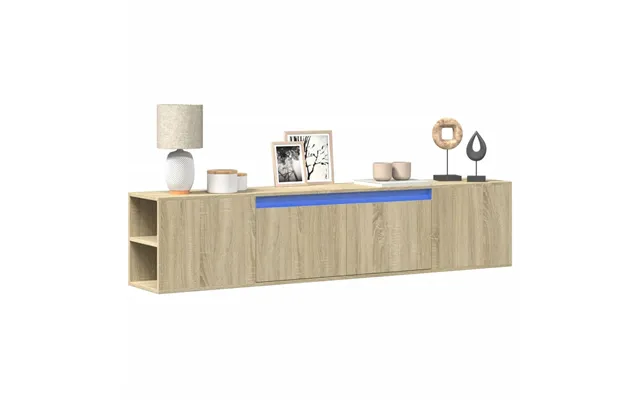 Væghængt Tv-bord Med Led-lys 180x31x39,5 Cm - Sonoma-eg