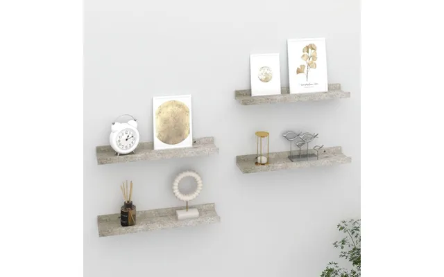Væghylder 4 Stk. - 40×9×3 Cm Betongrå Mdf