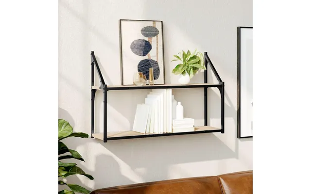 Vægreol Med 2 Hylder 80x21x51 Cm Konstrueret Træ Sonoma-eg