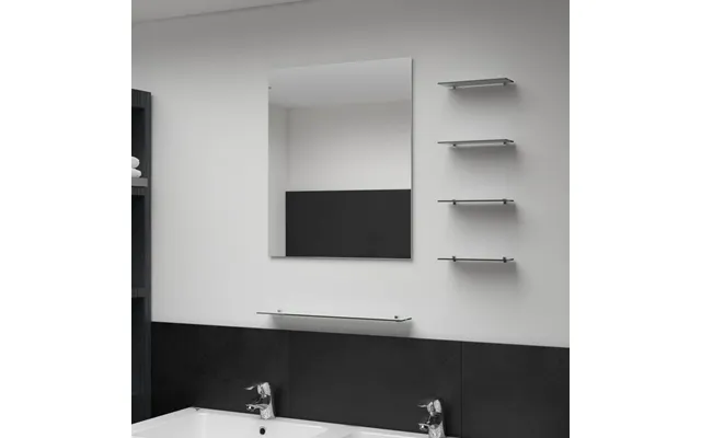 Vægspejl Med 5 Hylder 50×60 Cm - Sølvfarvet Hærdet Glas