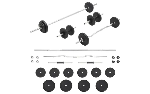 Vægtstangssæt Med Håndvægte 30 Kg - Lige Og Curl Stang