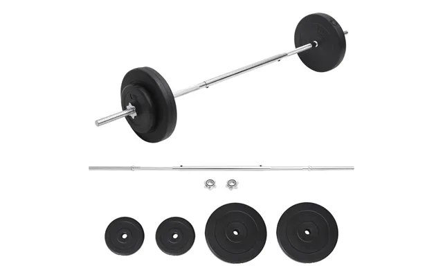 Vægtstangssæt Med Skiver 30 Kg - Stang 165 Cm Med Stjernelåse