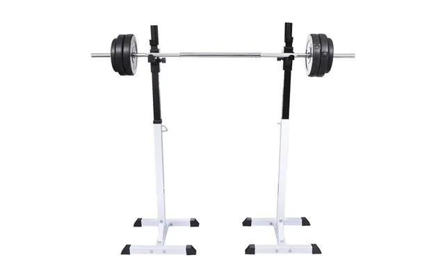 Vægtstangsstativ Til Squats - Justerbart, Stål, Hvid Sort