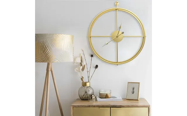 Vægur I Jern 52 Cm - Guldfarvet, Minimalistisk Design