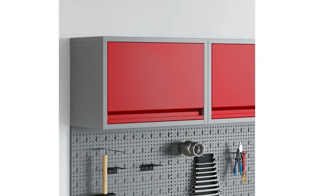 Værktøjsskab I Rød Grå - 50 × 25 × 35 Cm, Ingeniørtræ Og Stål