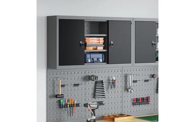 Værktøjsskab - Sort Grå 100 × 20 × 55 Cm I Konstrueret Træ Og Stål