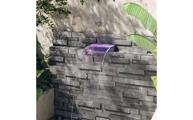 Vandfald Til Havedam Pool I Akryl 30 Cm Med Rgb Led Og Fjernbetjening