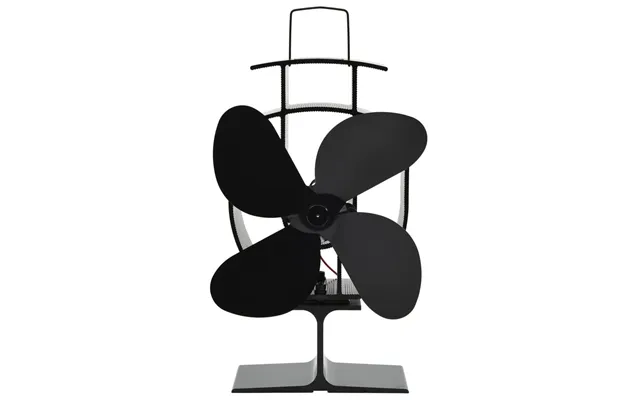 Varmedrevet Ovnventilator 4 Blade Sort