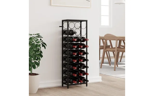 Vinreol Til 27 Flasker - 34 × 18 × 100 Cm Smedejern, Sort