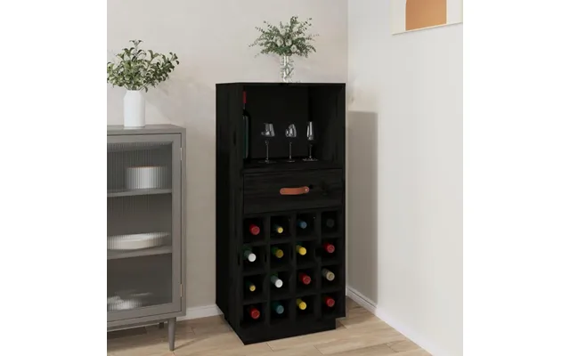 Vinskab 45x34x100 Cm Massivt Fyrretræ Sort