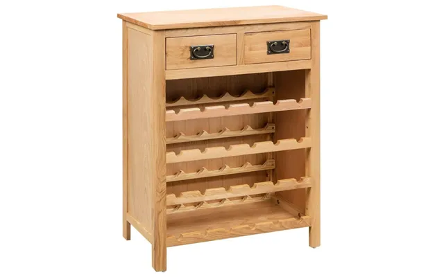 Vinskab I Massivt Egetræ Med 2 Skuffer - 72×32×90 Cm, Brun