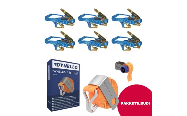 Pakketilbud - 25 Mm Surringspakke 6 X 25 Mm Surringer Dynello Clip 25mm