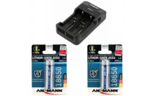Ansmann Genopladelig Pakke Med Li-ion Ni-mh Lader Og 2 X Ansmann 18650 2600 Mah Batterier