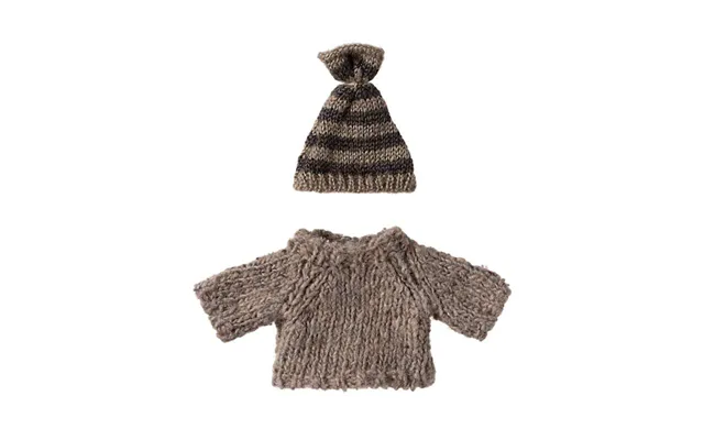 Maileg Strikket Sweater Og Hue - Mus