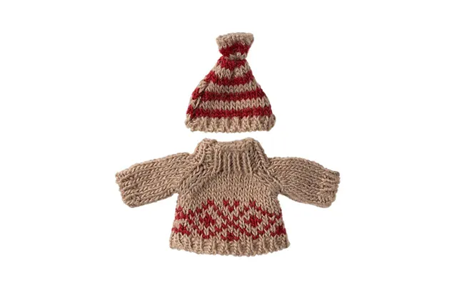 Maileg Strikket Sweater Og Hue - Mus