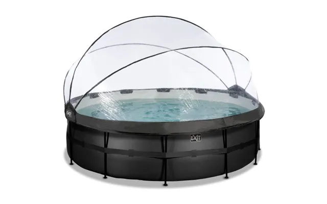 Exit Black Leather Pool Ø488x122cm Med Poolskærm Og Sandfilterpumpe - Sort