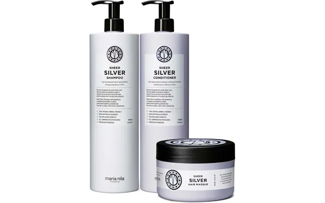 Maria Nila Sheer Silver Bundle Shampoo 1000 Ml & Conditioner 1000 Ml & Masque 250 Ml