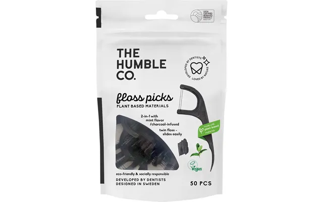 The Humble Co. Twin-floss Picks 50 Pcs Charcoal