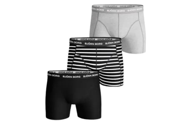 Björn Borg 3-pack Boxershorts Sort Stribet Grå -small