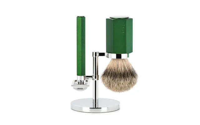 Mühle X Mark Braun Hexagon Barbersæt Med De-skraber - Silvertip Barberkost Og Holder