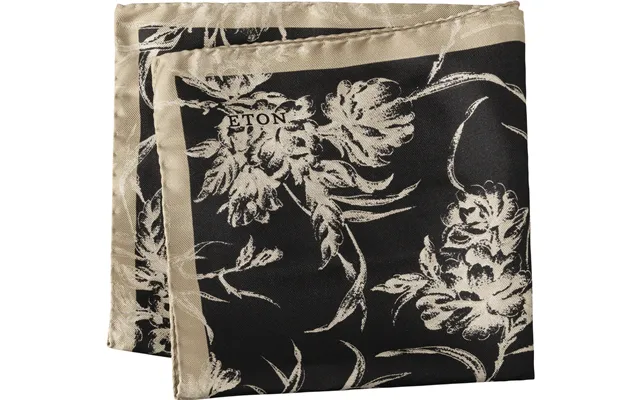Black Floral Silk Pocket Square