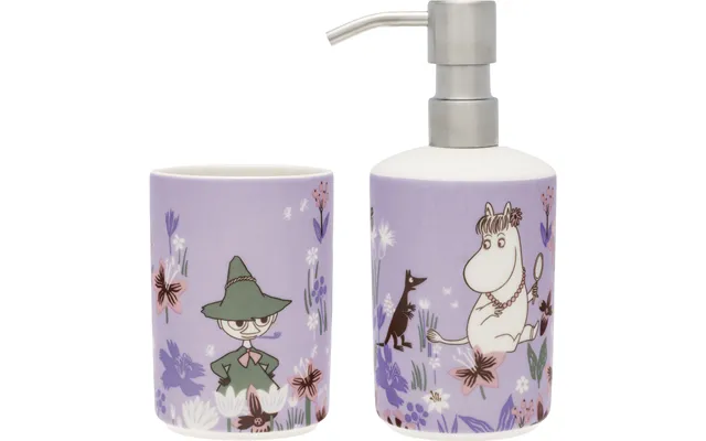 Moomin Arabia Sæbe Dispenser & Tandbørste Holder Sæt - Flower
