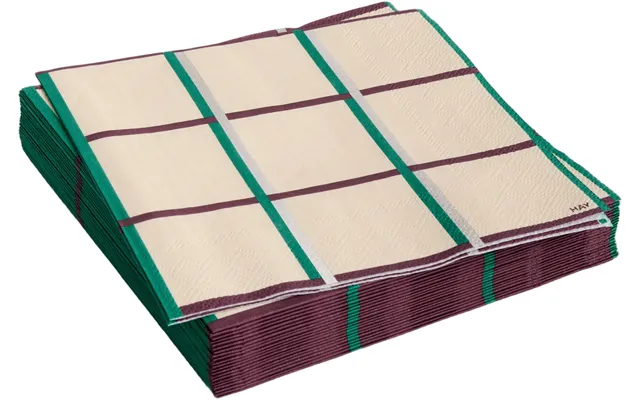 Pattern Napkinsset Of 20 Lunch-off-white - Silver And Green Braid Chec