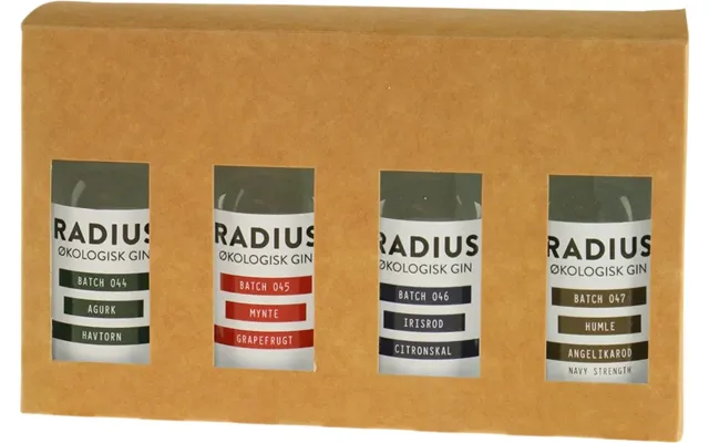 Radius Distillery Gin Smagesæt 4x5cl. Øko