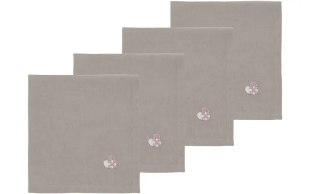 Stofservietter Christmas Hearts Embroidery 4 Stk. Rose