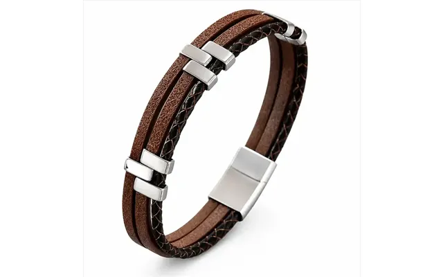 Milano Fusion Brown - Læderarmbånd Med Rustfrit Stål