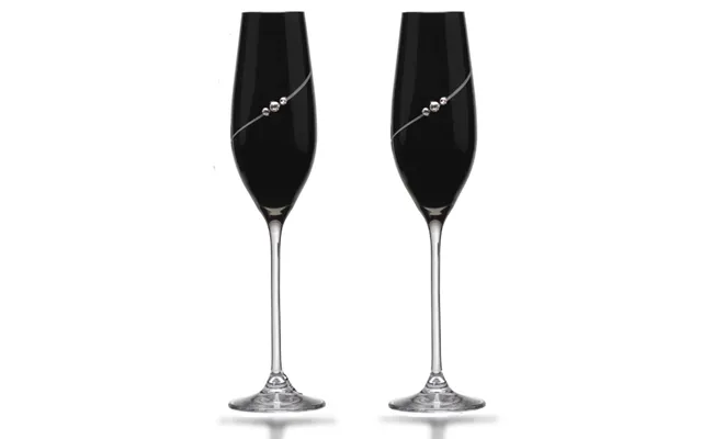 Black New Pen Champagneglas Med Swarovski Krystaller - 2 Stk