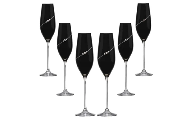 Black New Pen Champagneglas Med Swarovski Krystaller - 6 Stk