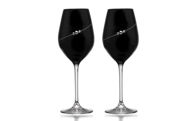 Black New Pen Hvidvinsglas Med Swarovski Krystaller - 2 Stk.