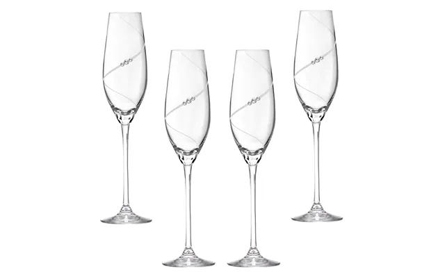 New Pen Champagneglas Med Swarovski Krystaller - 4 Stk.