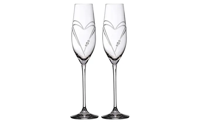 Two Hearts Champagneglas Med Swarovski Krystaller - 2 Stk.