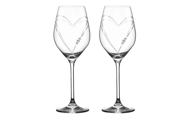 Two Hearts Hvidvinsglas Med Swarovski Krystaller - 2 Stk.
